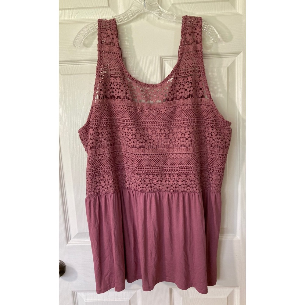 Lane Bryant 22/24 Plum Lace Swing Collection Sleeveless Top NWT Plus Tie Back